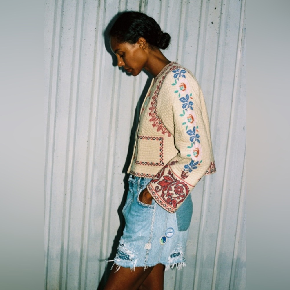 SEA NY Marion mended denim shorts blue size 00